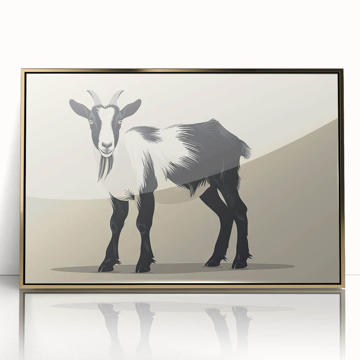 Framed acrylic wall art featuring a stylish goat design in a gold frame, adding a touch of elegance and nature-inspired decor for any modern space.