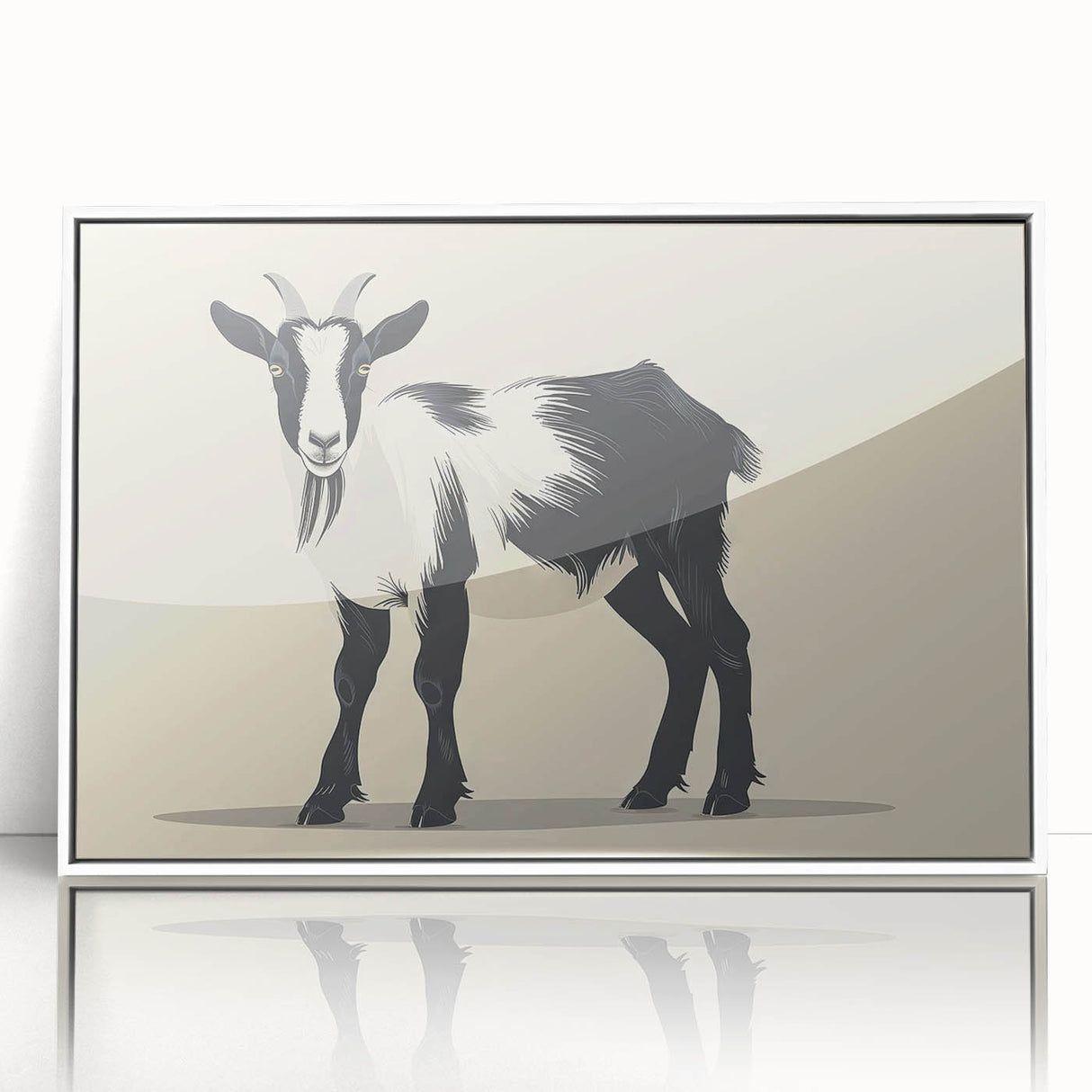 Framed acrylic wall art featuring a stylized goat design from the Wild Life collection, showcasing vibrant colors and intricate details, perfect for animal lovers.