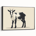 Framed canvas wall art featuring a striking goat design, showcasing intricate details and vibrant colors, set against a sleek black frame for a modern aesthetic. Ideal for animal lovers and art enthusiasts, this piece adds a unique touch to home decor.