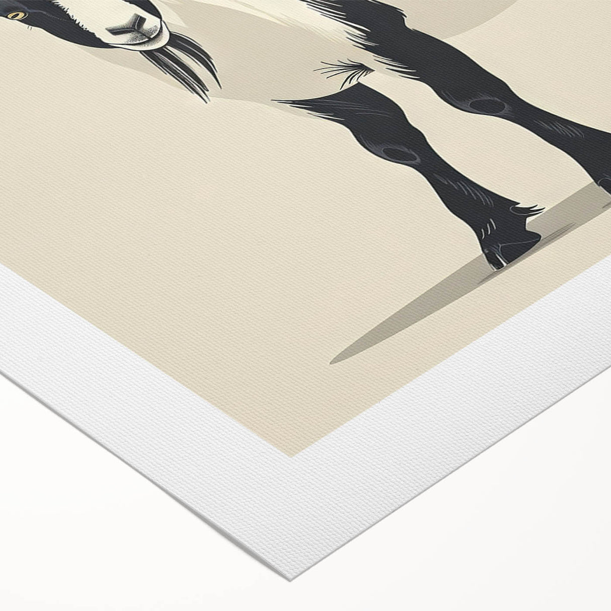 Stylish rolled canvas showcasing a vibrant goat design in a wild-life theme, perfect for animal lovers and home decor enthusiasts, securely packaged in a protective tube.