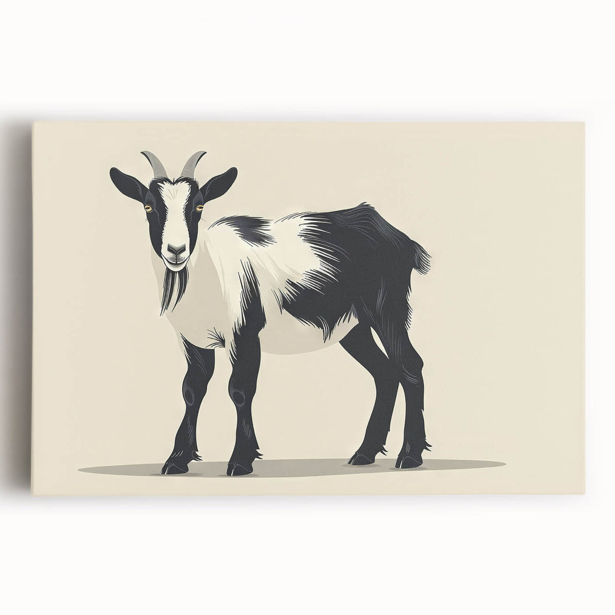 Stretched canvas showcasing a vibrant goat design from the "A Wild Life" collection, perfect for animal lovers seeking unique wall decor.