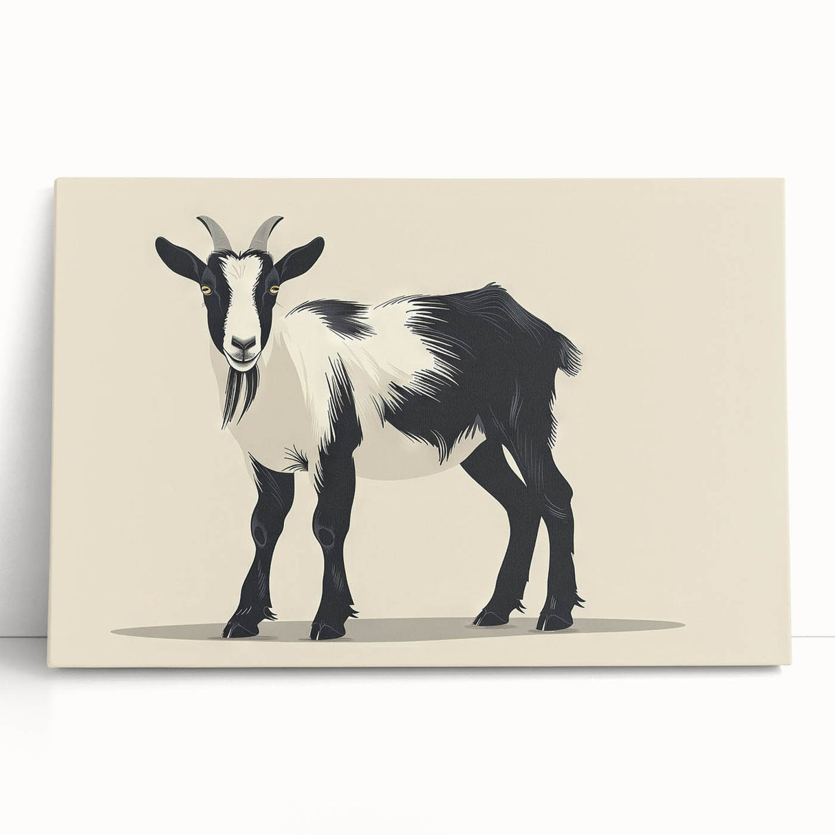 Stretched canvas print featuring a vibrant goat design from the Wild Life collection, showcasing intricate details and rich colors, perfect for animal lovers' decor.
