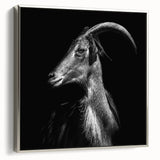 Framed wall art featuring a silver-colored goat design from the "A Wild Life" collection, showcasing intricate details and textures, perfect for animal lovers' decor.