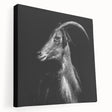 Stretched canvas wall art featuring a side view of a whimsical goat design, showcasing vibrant colors and intricate details, ideal for animal lovers and home decor enthusiasts.