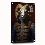 Acrylic wall art showcasing a vibrant goat design from the 'Animals - A Wild Life' collection, displayed from a side view with decorative pins, perfect for animal lovers.