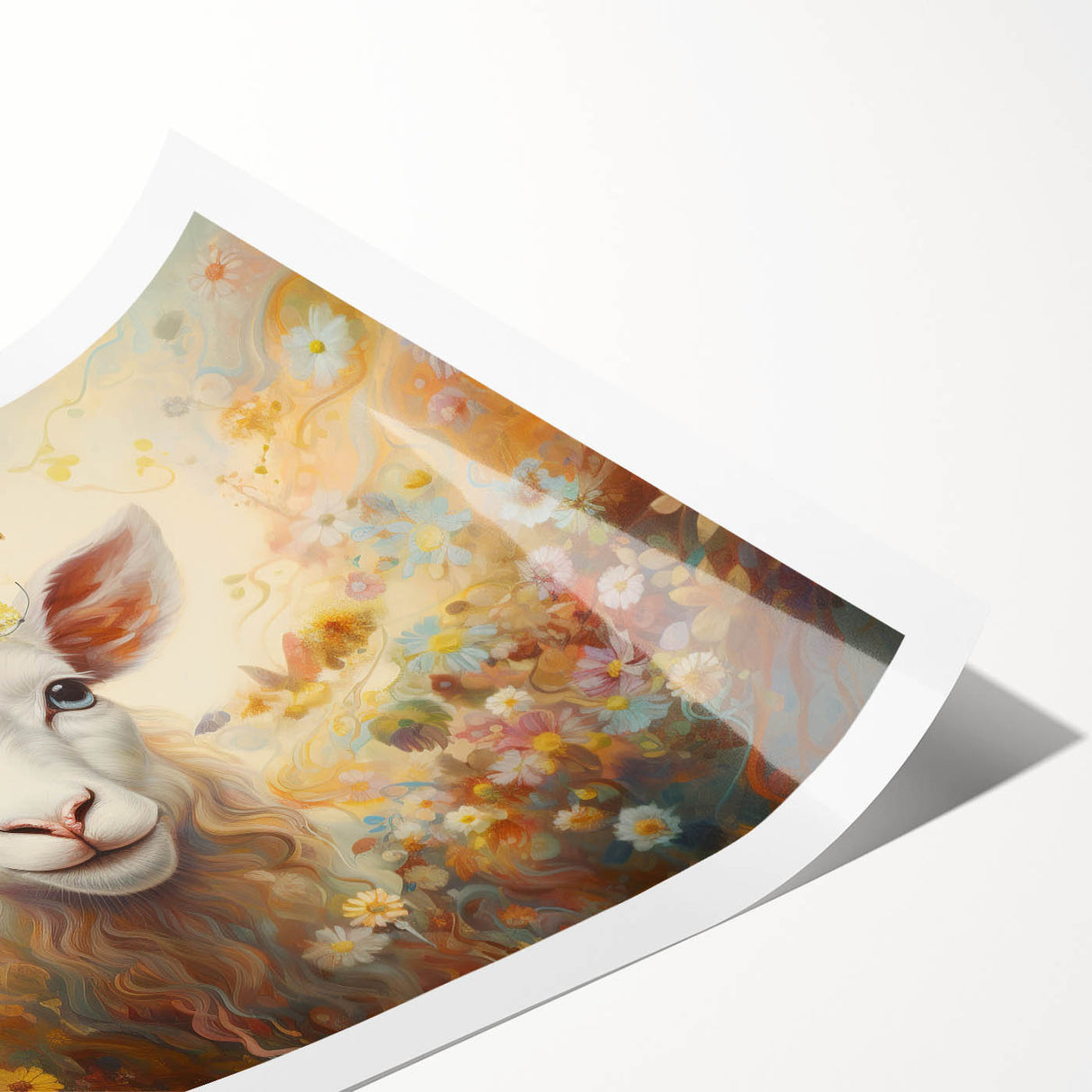Goat-themed wall art design featuring vibrant colors and intricate details, showcasing wildlife elements in an artistic style. Ideal for animal lovers and home decor enthusiasts.