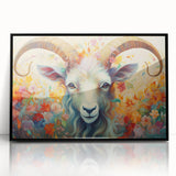 Framed wall art featuring a striking black acrylic design of a goat, showcasing a modern aesthetic ideal for wildlife enthusiasts, enhancing home decor.