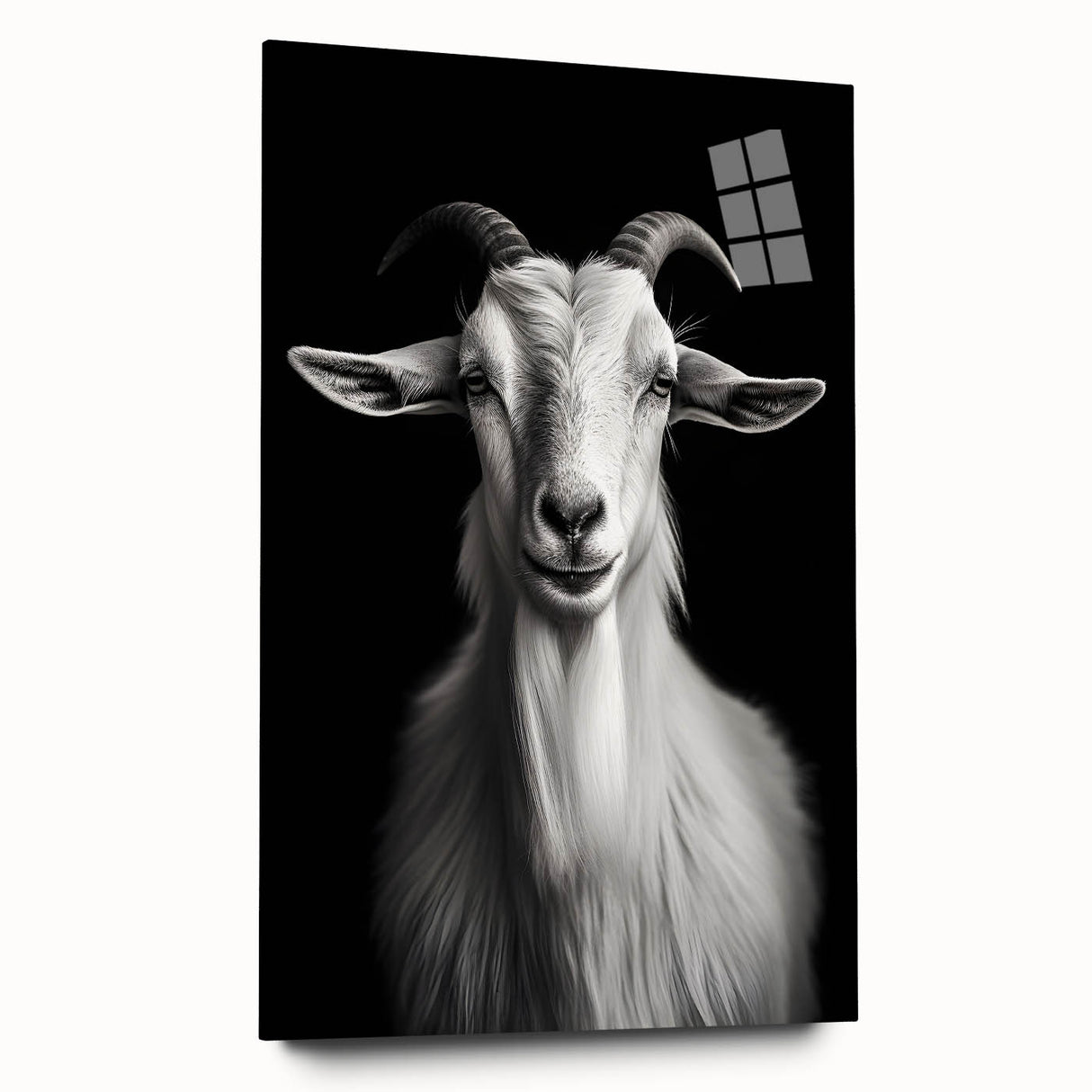 Acrylic glass wall art featuring a side view of a goat design from the "Animals: A Wild Life" collection, showcasing vibrant colors and intricate details, perfect for animal lovers and home decor enthusiasts.