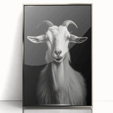 Framed wall art showcasing a silver-accented goat design from the "Animals: A Wild Life" collection, ideal for modern decor and animal lovers.