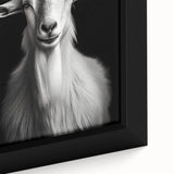 Close-up of a framed canvas showcasing a vibrant goat design, part of a wild animal wall art collection, featuring rich colors and intricate details. Perfect for animal lovers and home decor enthusiasts seeking unique artwork.