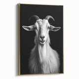 Framed wall art featuring a gold-accented goat design, showcasing a side view of the animal against a neutral background, perfect for adding a touch of elegance to home decor.