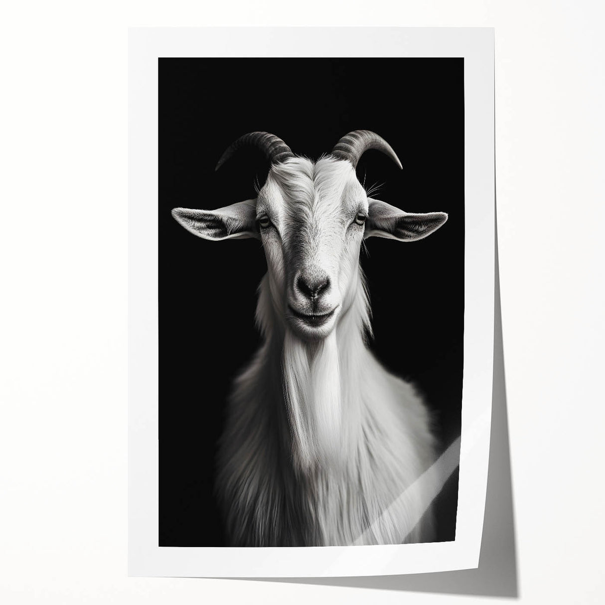 Goat-themed wall art print showcasing vibrant colors and intricate designs, rolled for easy transport and display, perfect for animal lovers and home decor enthusiasts.