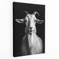 Stretched canvas wall art featuring a side view of a goat design, showcasing intricate details and vibrant colors, perfect for animal lovers and home decor enthusiasts.