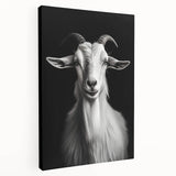 Stretched canvas wall art featuring a side view of a goat design, showcasing intricate details and vibrant colors, perfect for animal lovers and home decor enthusiasts.