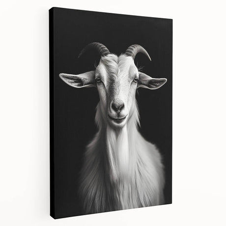 Stretched canvas wall art featuring a side view of a goat design, showcasing intricate details and vibrant colors, perfect for animal lovers and home decor enthusiasts.