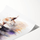 Rolled art print showcasing a stylized goat design from the 'Animals of the Wild' collection, featuring vibrant colors and intricate details, perfect for animal lovers.