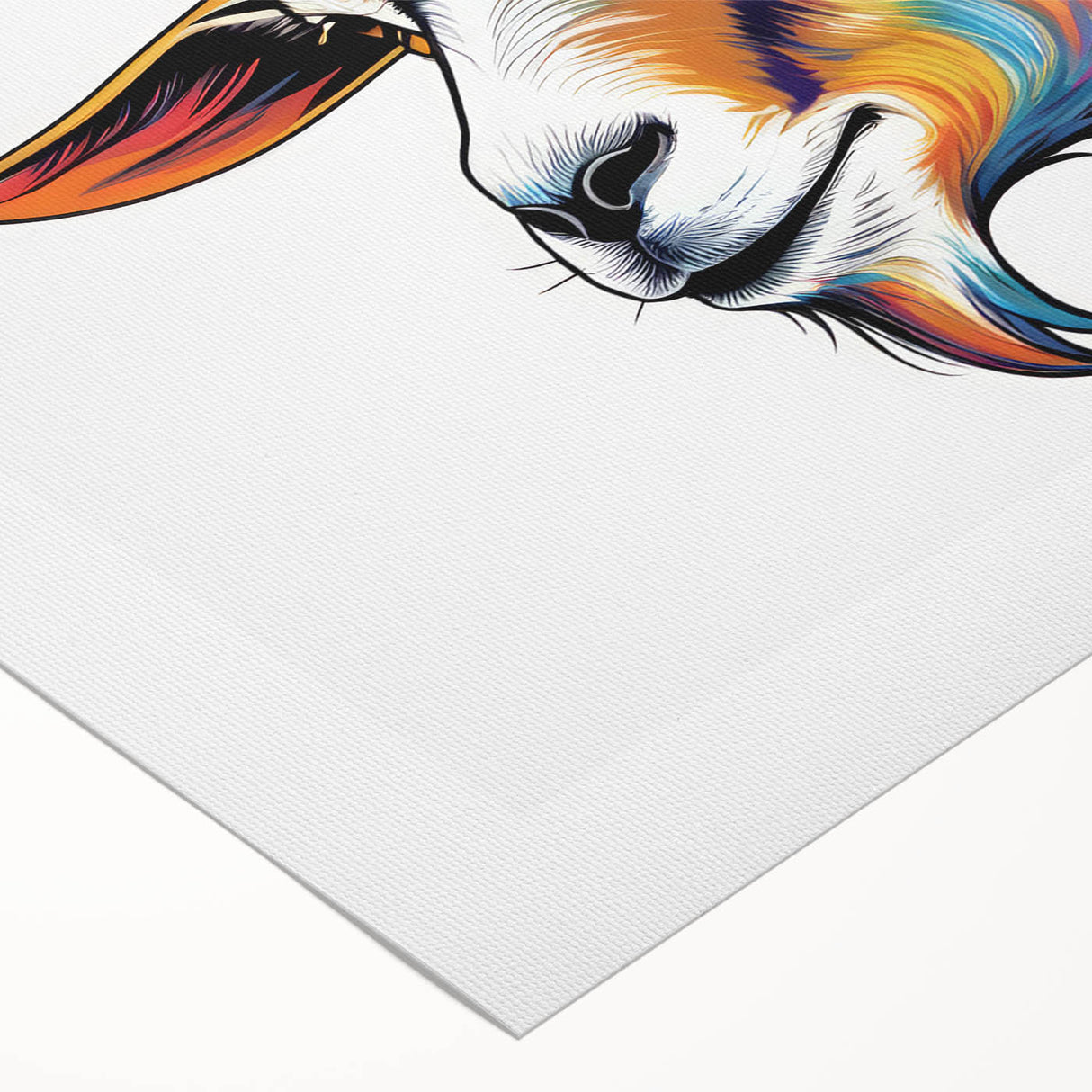 Canvas artwork showcasing a stylized goat design from the 'Animals A Wild Life' collection, featuring vibrant colors and intricate details, ideal for modern decor.