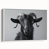 Framed wall art collection featuring a side view of an artistic goat design on canvas, showcasing vibrant colors and intricate detailing, ideal for wildlife enthusiasts and modern decor.