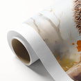 Rolled canvas artwork depicting a whimsical hedgehog design, showcasing vibrant colors and intricate details, ideal for animal-themed decor and children's rooms.