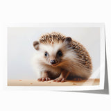 Hedgehog-themed wall art print showcasing a whimsical illustration of a hedgehog in a vibrant forest setting, ideal for children's decor or nature lovers.