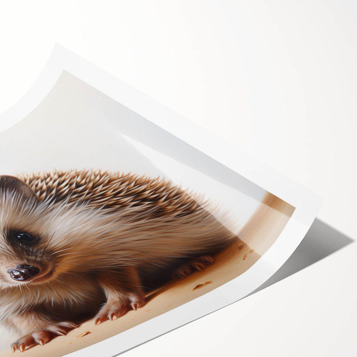 Hedgehog wall art print featuring a whimsical, colorful design, showcasing intricate details and textures, perfect for nature lovers and home decor enthusiasts.
