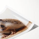 Hedgehog wall art print featuring a whimsical, colorful design, showcasing intricate details and textures, perfect for nature lovers and home decor enthusiasts.