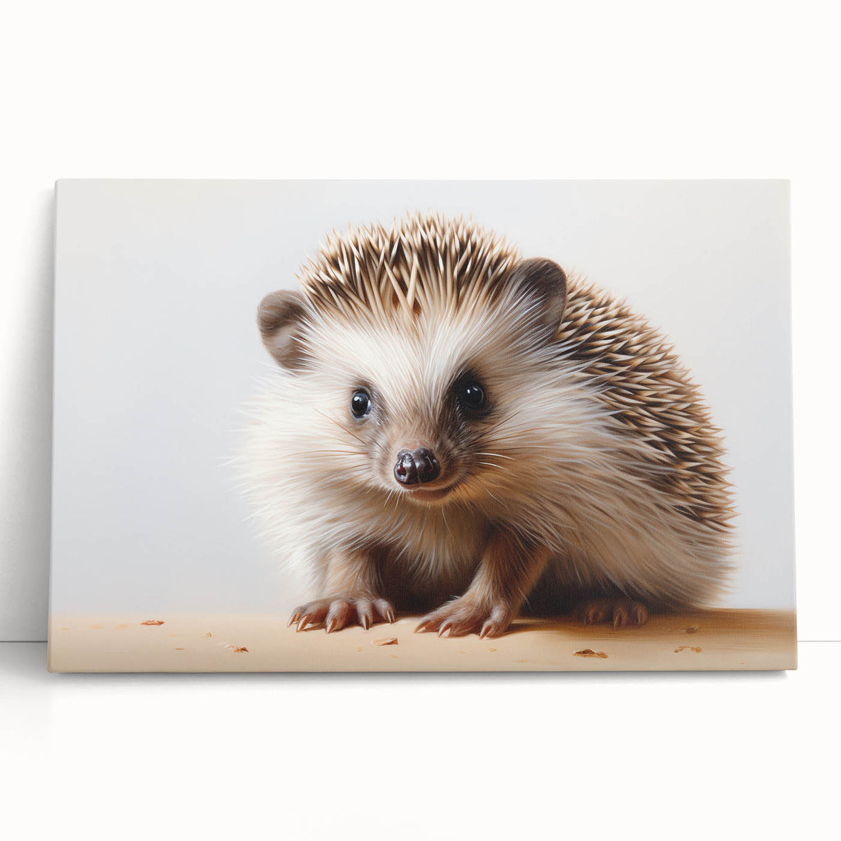 Hedgehog-themed wall art design on stretched canvas, showcasing vibrant colors and intricate details, perfect for adding a whimsical touch to any room decor.