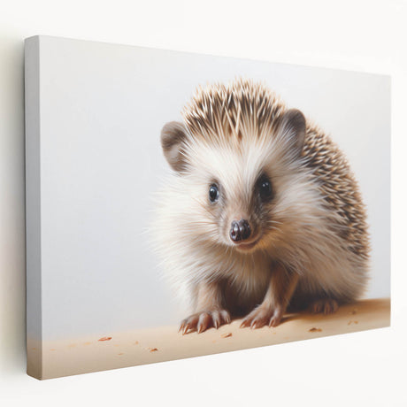 Hedgehog wall art design on stretched canvas showcasing intricate details and warm tones, perfect for animal lovers and home decor enthusiasts.
