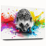 Close-up of a hedgehog wall art design displayed in acrylic glass, showcasing vibrant colors and intricate details, ideal for wildlife enthusiasts and home decor.