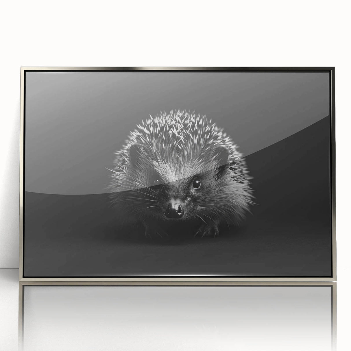 Framed wall art featuring a detailed hedgehog design in acrylic, showcasing intricate textures and vibrant colors, ideal for nature-themed decor.