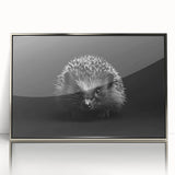 Framed wall art featuring a detailed hedgehog design in acrylic, showcasing intricate textures and vibrant colors, ideal for nature-themed decor.
