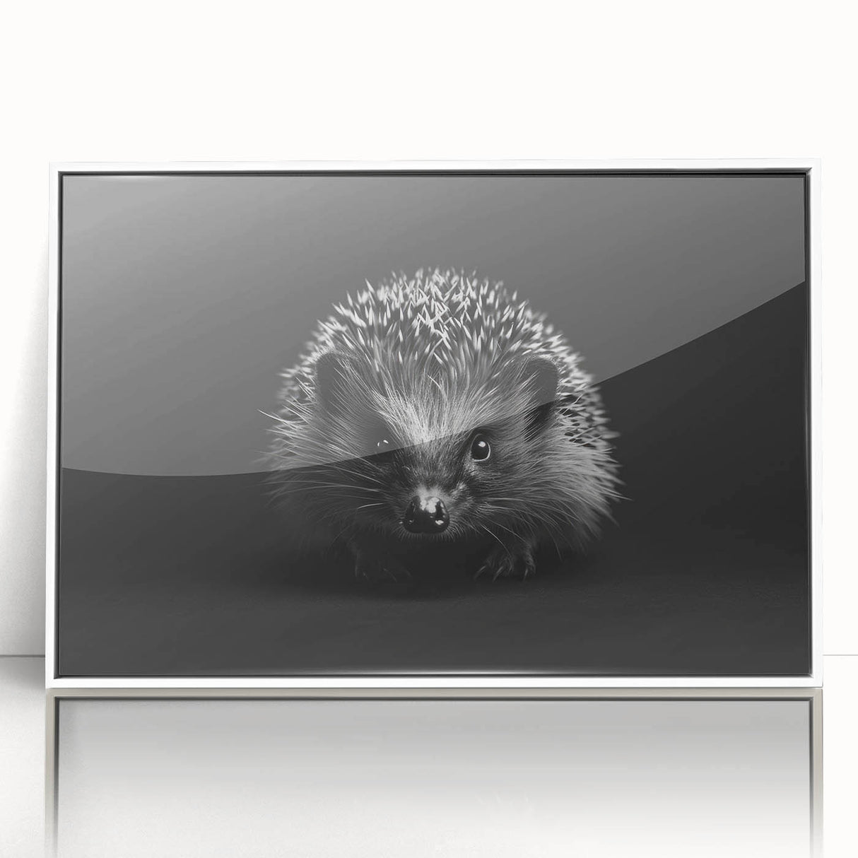 Framed acrylic wall art featuring a detailed hedgehog design, showcasing vibrant colors and intricate patterns against a white background, perfect for animal lovers and home decor enthusiasts.