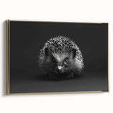 Framed wall art showcasing a detailed side view of a hedgehog design, featuring gold accents on a textured canvas, ideal for animal lovers and home decor.