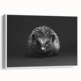 Framed canvas wall art showcasing a side view of a whimsical hedgehog design, featuring vibrant colors and intricate details, perfect for animal lovers' decor.
