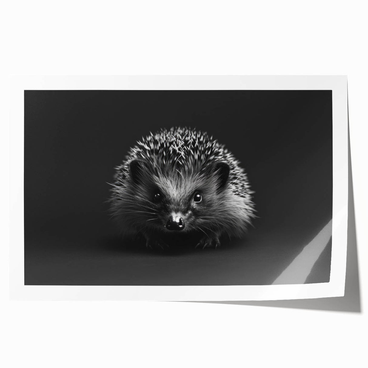 Hedgehog wall art design featuring intricate illustrations on a rolled print, showcasing detailed textures and vibrant colors, perfect for wildlife-themed decor.