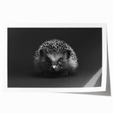 Hedgehog wall art design featuring intricate illustrations on a rolled print, showcasing detailed textures and vibrant colors, perfect for wildlife-themed decor.