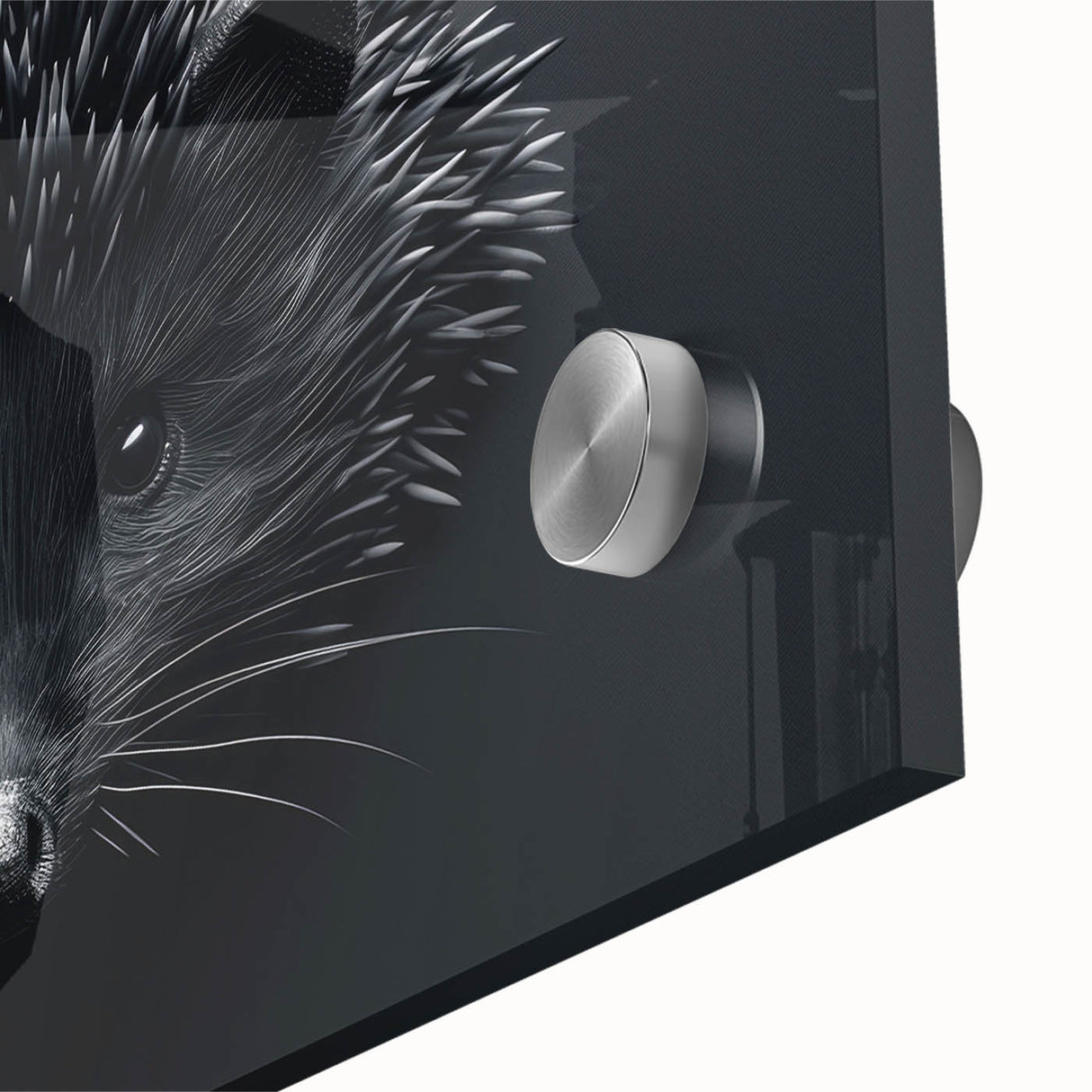 Close-up of a vibrant acrylic wall art piece showcasing a detailed hedgehog design against a colorful background, perfect for wildlife enthusiasts and home decor.