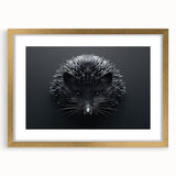 Hedgehog-themed wall art design framed in gold, featuring intricate illustrations of wildlife, perfect for nature lovers and home decor enthusiasts.