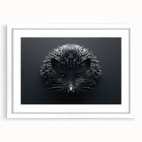 Framed wall art featuring a charming hedgehog design, set against a white background with a sleek mat, perfect for animal lovers and modern decor enthusiasts.