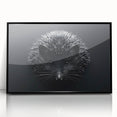 Framed wall art featuring a detailed hedgehog design in a black frame, showcasing intricate line work and vibrant colors, perfect for wildlife enthusiasts.