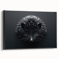 Framed canvas wall art displaying a side view of a hedgehog design from a wildlife collection, featuring earthy tones and intricate details, ideal for nature enthusiasts.