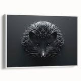 Framed wall art featuring a side view of a hedgehog design, showcasing intricate details and vibrant colors on a white background, ideal for animal lovers.