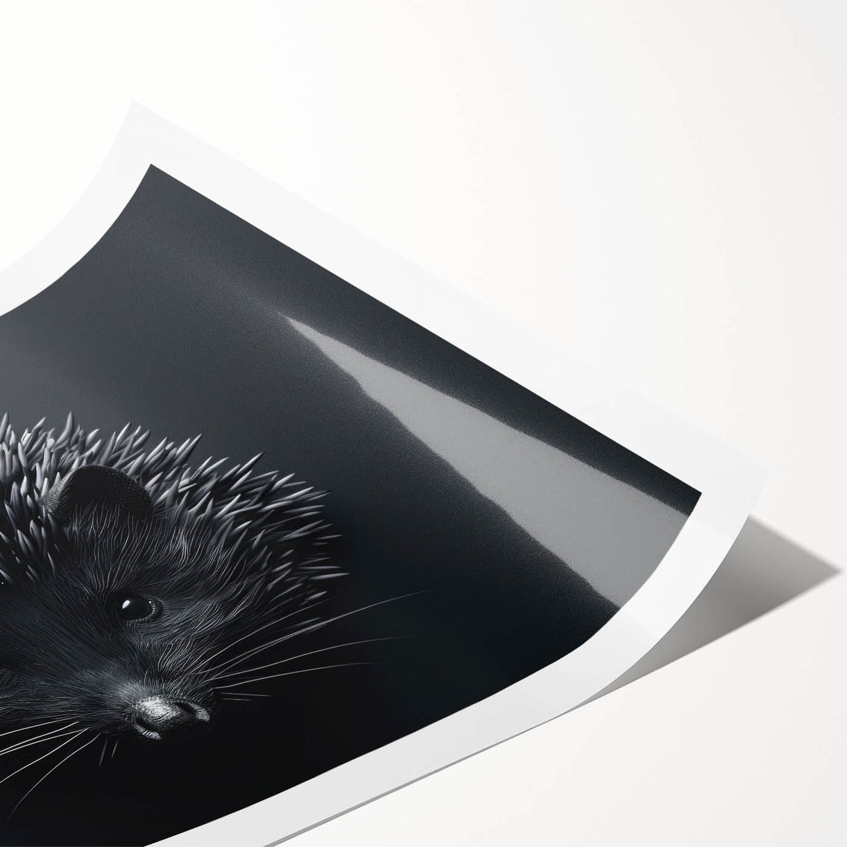 Hedgehog-themed wall art print showcasing a whimsical design of a hedgehog surrounded by vibrant foliage, perfect for nature lovers and children's decor.