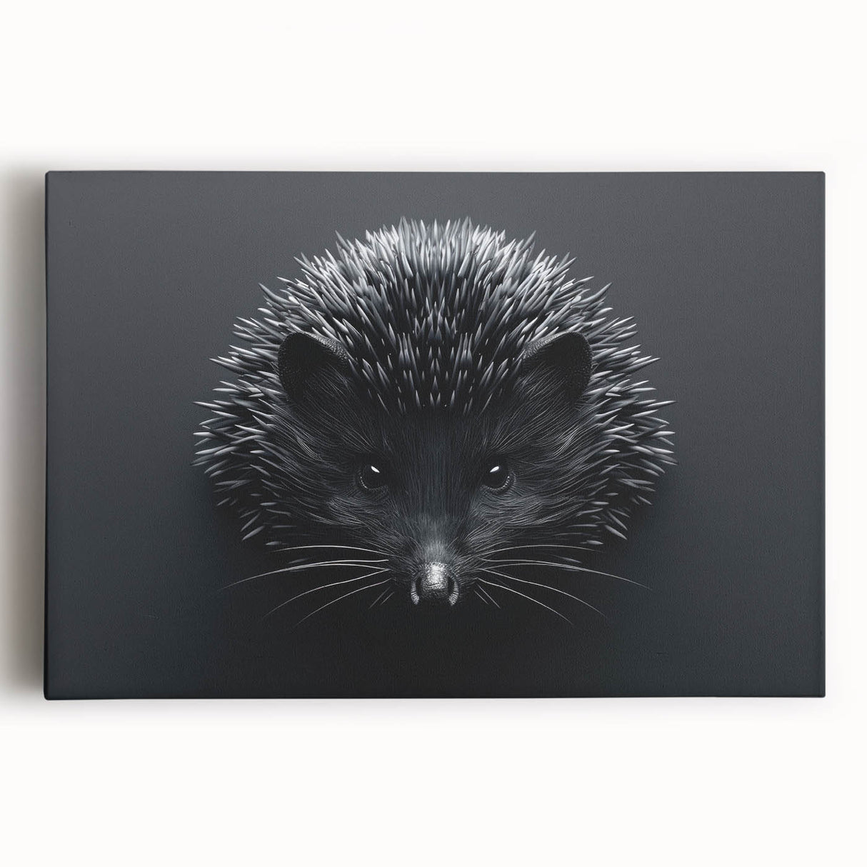 Stretched canvas wall art featuring a whimsical hedgehog design, showcasing vibrant colors and intricate details, perfect for animal lovers' home decor.