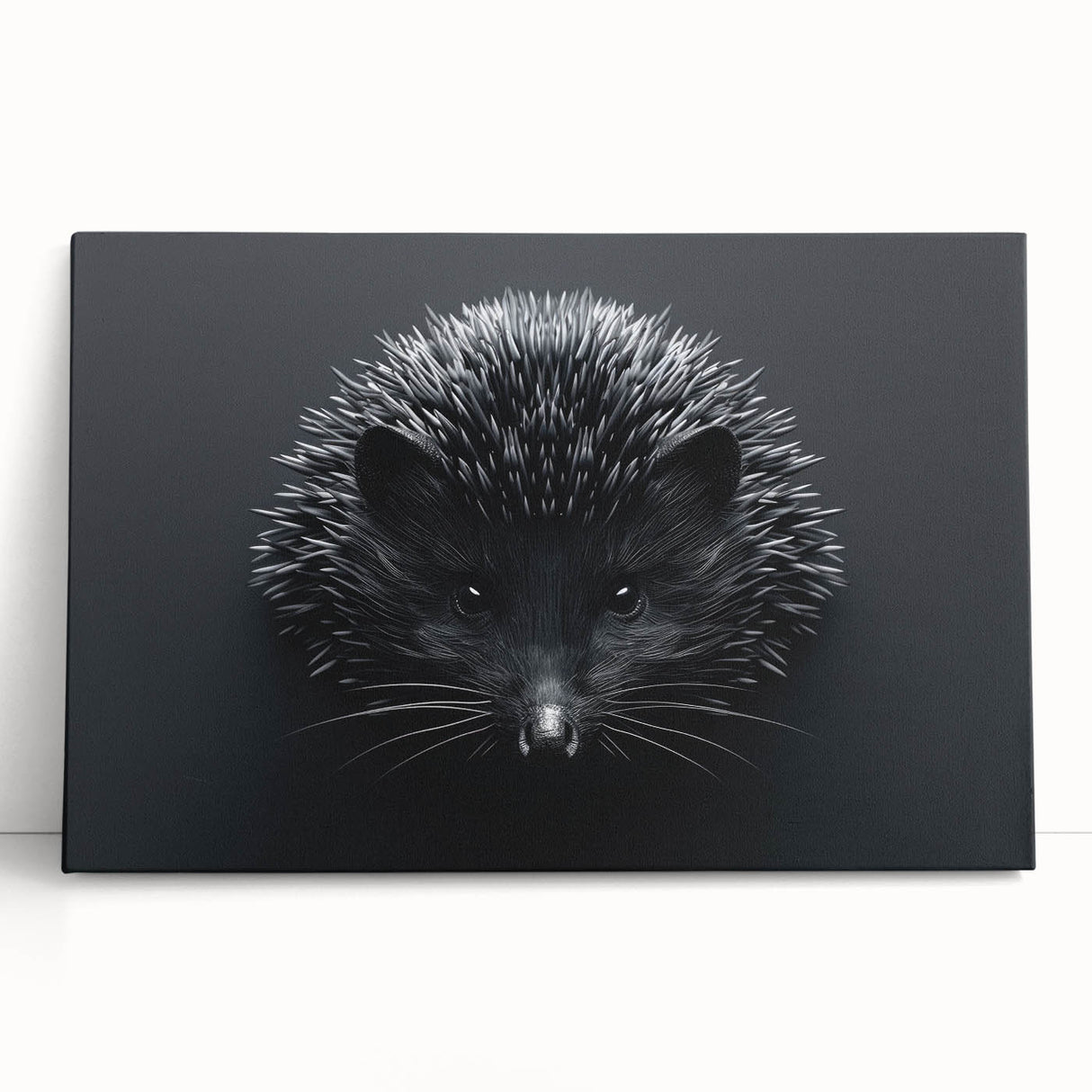 Stretched canvas wall art featuring a whimsical hedgehog design, showcasing vibrant colors and playful details, perfect for enhancing home decor and animal-themed spaces.