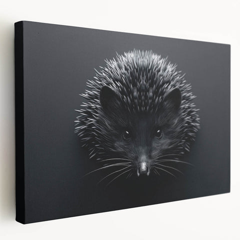 Side view of a stretched canvas depicting a whimsical hedgehog design, featuring vibrant colors and intricate details, perfect for animal lovers and home decor enthusiasts.