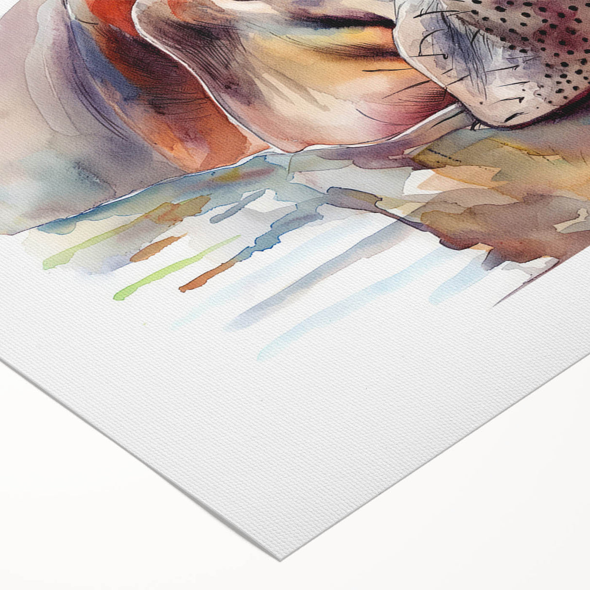 Vibrant rolled canvas wall art featuring a detailed hippopotamus design, showcasing rich colors and textures, ideal for animal lovers and home decor enthusiasts.