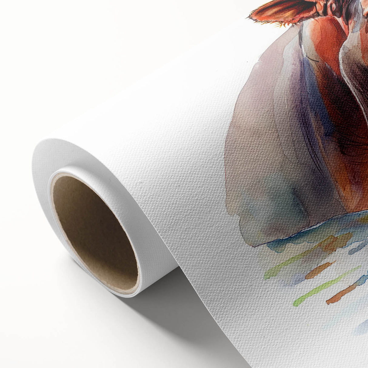 Hippopotamus wall art design on rolled canvas, showcasing vibrant colors and intricate details, perfect for adding a touch of wildlife decor to your space.
