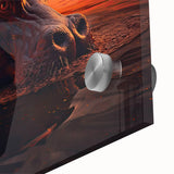 Close-up of a vibrant acrylic glass wall art piece showcasing a detailed hippopotamus design, highlighting its unique textures and colors, perfect for wildlife decor.