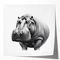Vibrant wall art featuring a playful hippopotamus design, perfect for animal lovers, displayed in a glossy finish, ideal for home decor and wildlife enthusiasts.